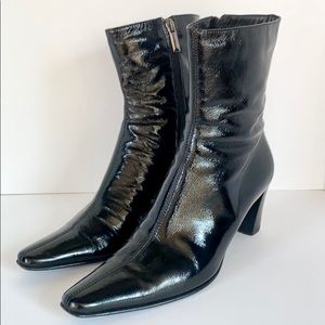 ITALIAN Patent Leather Black Ankle Boots
